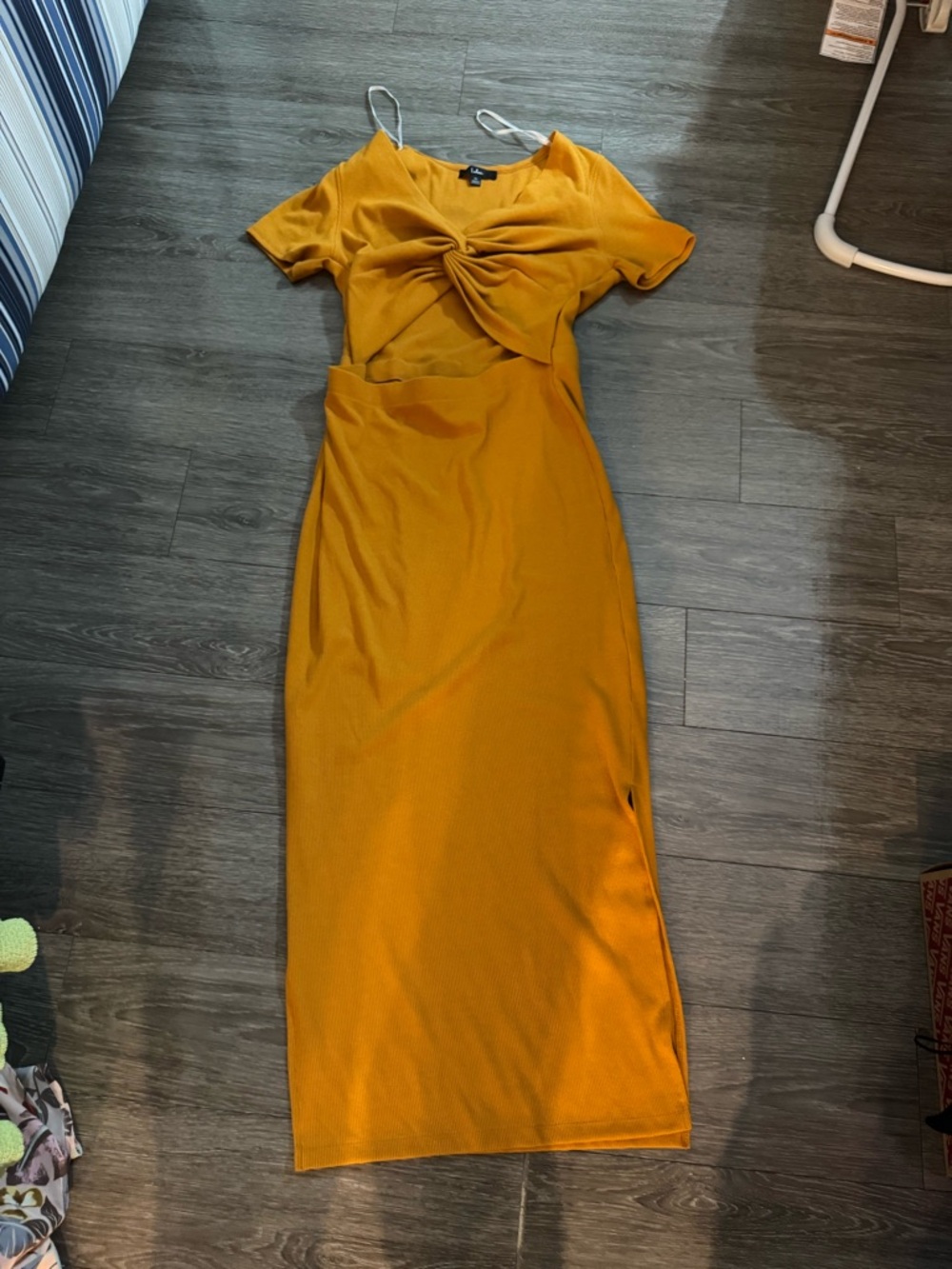 Lulu's Orange Knot-Front Maxi Dress with Side Cutout